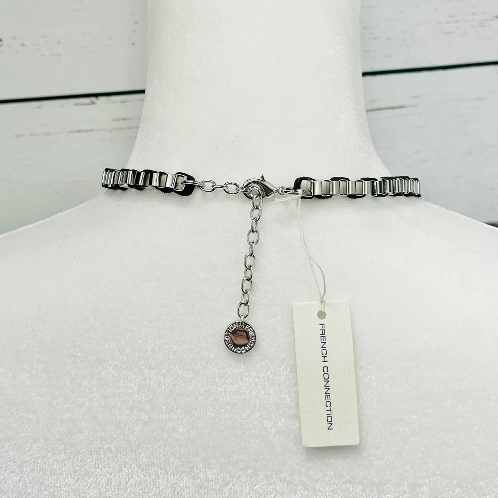 NWT French Connection Silver Chain Necklace with Black, Blue and Pink Accents - Picture 9 of 9